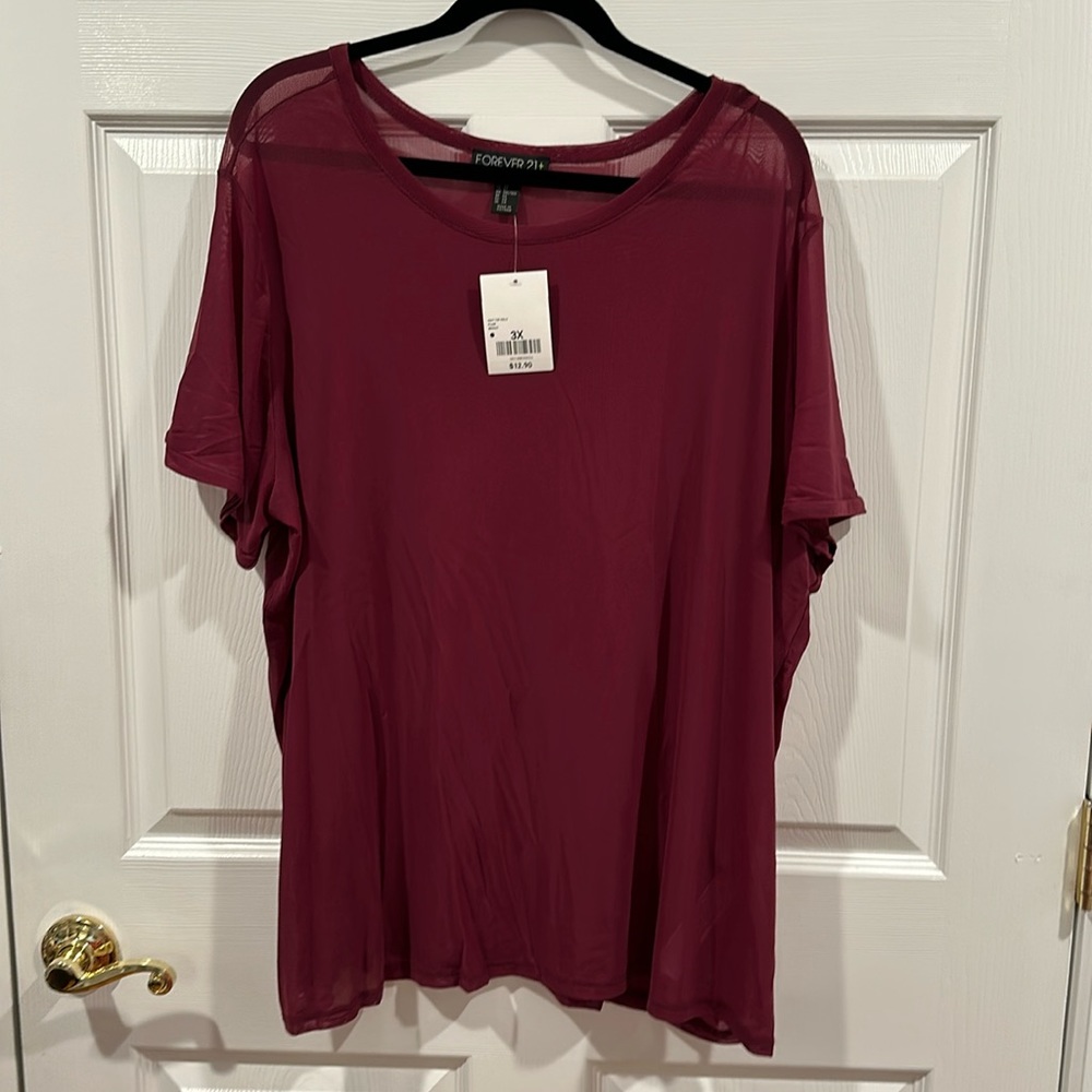 Sheer burgundy T-shirt. New with tags.